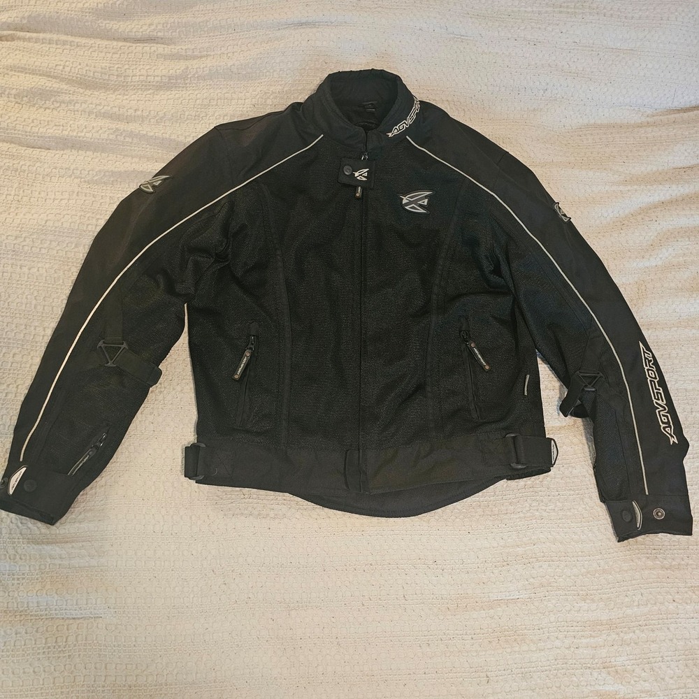AGVSPORT Jacket Mens Small Black Mesh Motorcycle Riding Padded Waterproof Lined
